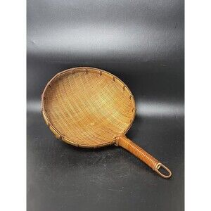 Wicker Ladle Spoon Scoop Bamboo Woven Basket Vintage Home Decor Retro